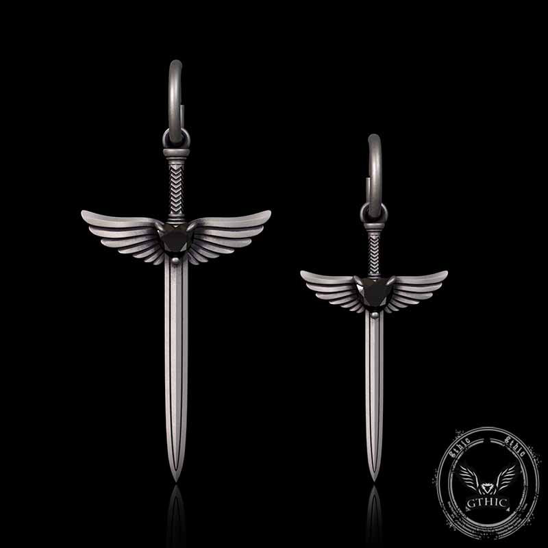 The Sword Of Angels Heart Gem Sterling Silver Earrings