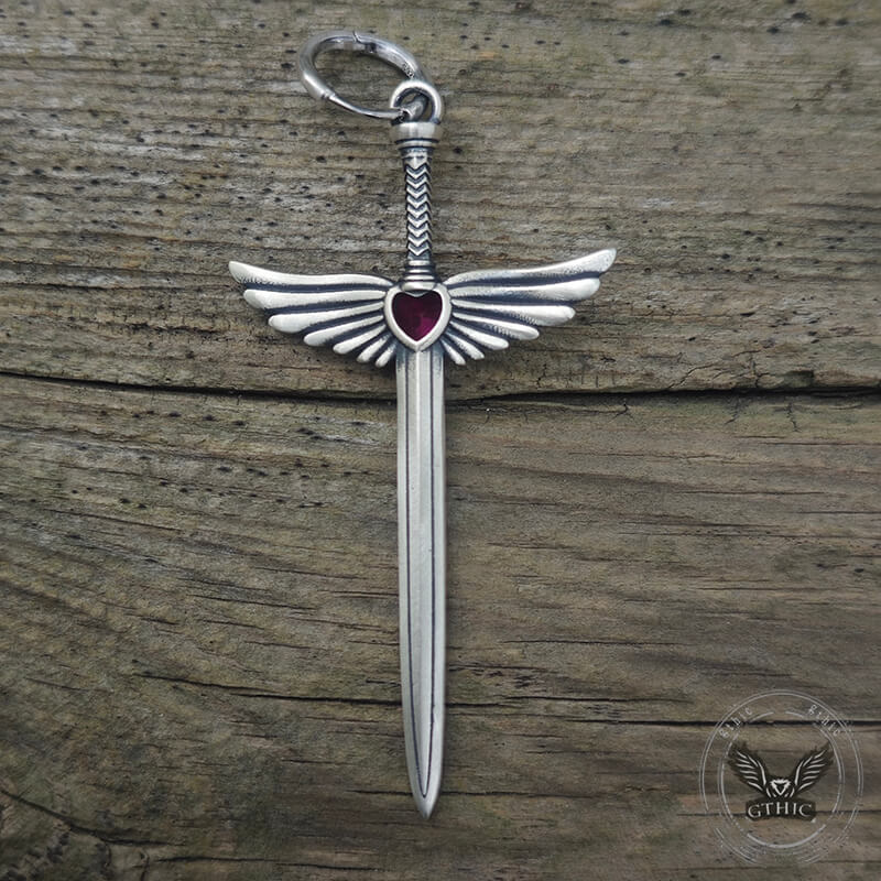 The Sword Of Angles Heart Gem Sterling Silver Earrings |Gthic.com