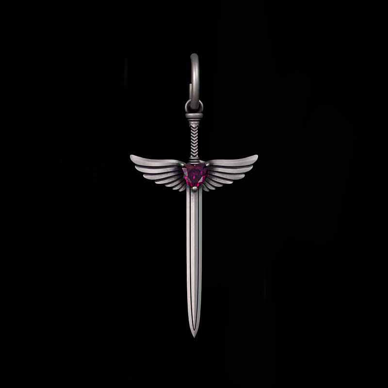 The Sword Of Angels Heart Gem Sterling Silver Earrings