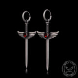 The Sword Of Angles Heart Gem Sterling Silver Earrings