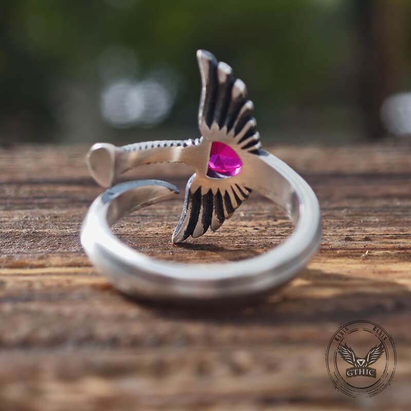 The Sword Of Angles Heart Gem Sterling Silver Ring | Gthic.com