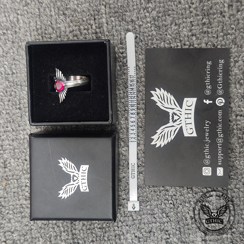 The Sword Of Angles Heart Gem Sterling Silver Ring | Gthic.com