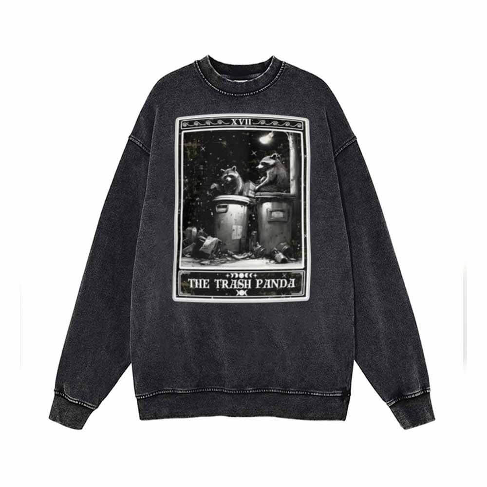 The Trash Panda Tarot Card Vintage Washed Sweatshirt | Gthic.com