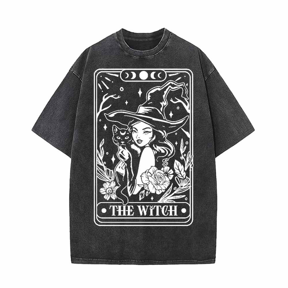 The Witch Tarot Card Vintage Washed T-shirt Vest Top | Gthic.com