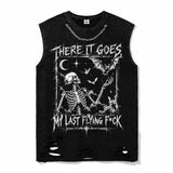 There It Goes Skull Flying Bat Cotton Vest Top | Gthic.com