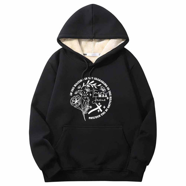 There Was Jesus Flowers Cross Crew Collar Hoodie 01 | Gthic.com