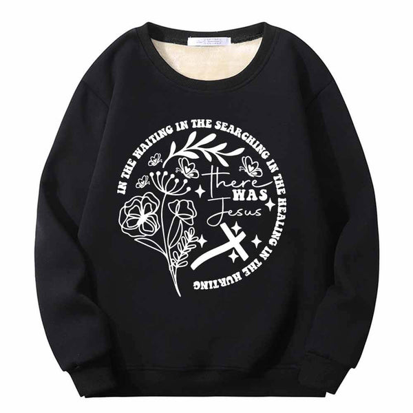 There Was Jesus Flowers Cross Crew Collar Sweatshirt 01 | Gthic.com