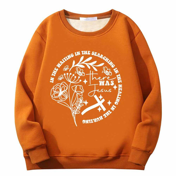 There Was Jesus Flowers Cross Crew Collar Sweatshirt 02 | Gthic.com