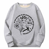 There Was Jesus Flowers Cross Crew Collar Sweatshirt