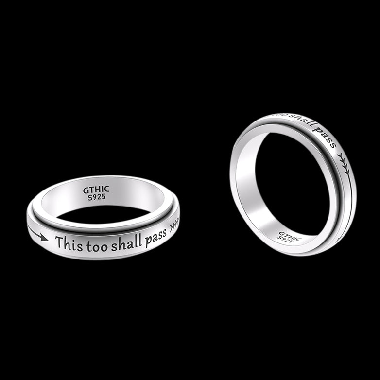 This Too Shall Pass Sterling Silver Spinner Ring | Gthic.com