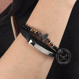 Thor's Hammer Agate Tiger Eye Stainless Steel Bracelet