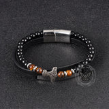 Thor's Hammer Agate Tiger Eye Stainless Steel Bracelet