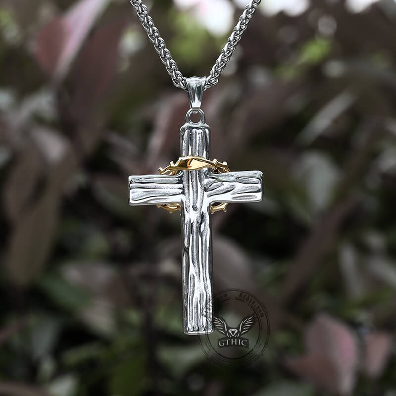 Thorn Cross Stainless Steel Christian Pendant | Gthic.com