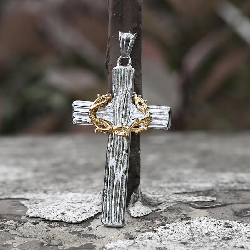 Thorn Cross Stainless Steel Christian Pendant | Gthic.com
