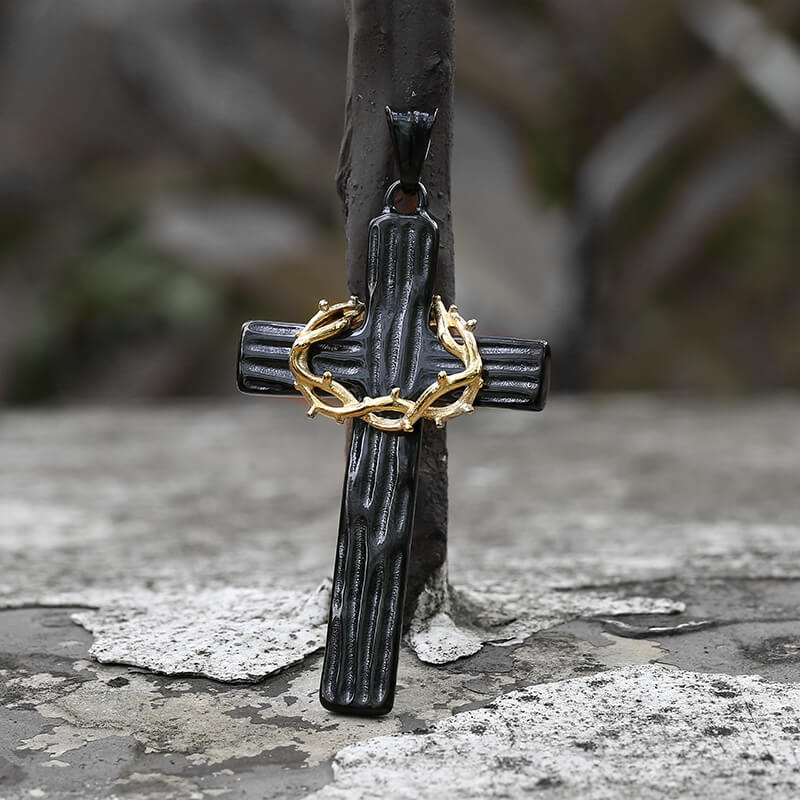 Thorn Cross Stainless Steel Christian Pendant | Gthic.com