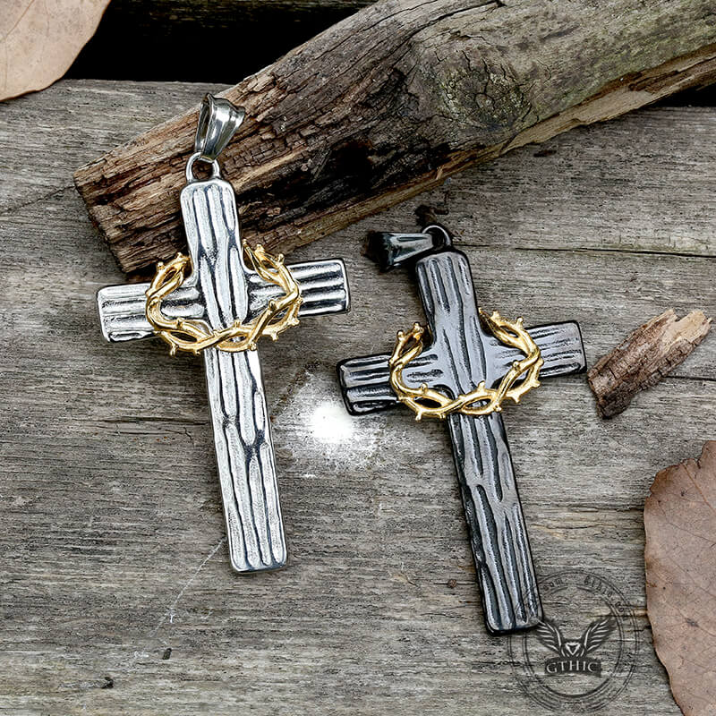Thorn Cross Stainless Steel Christian Pendant | Gthic.com