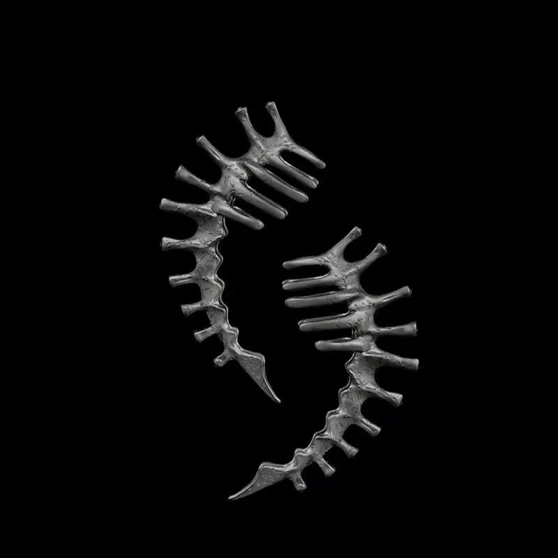 Thorn Spine Mechanical Alloy Skull Ear Cuff | Gthic.com