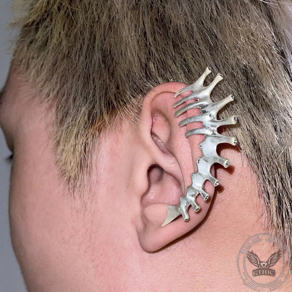 Thorn Spine Mechanical Alloy Skull Ear Cuff | Gthic.com