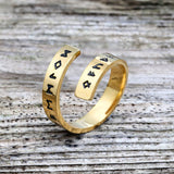 Threaded Runes Stainless Steel Ring 05 Gold | Gthic.com