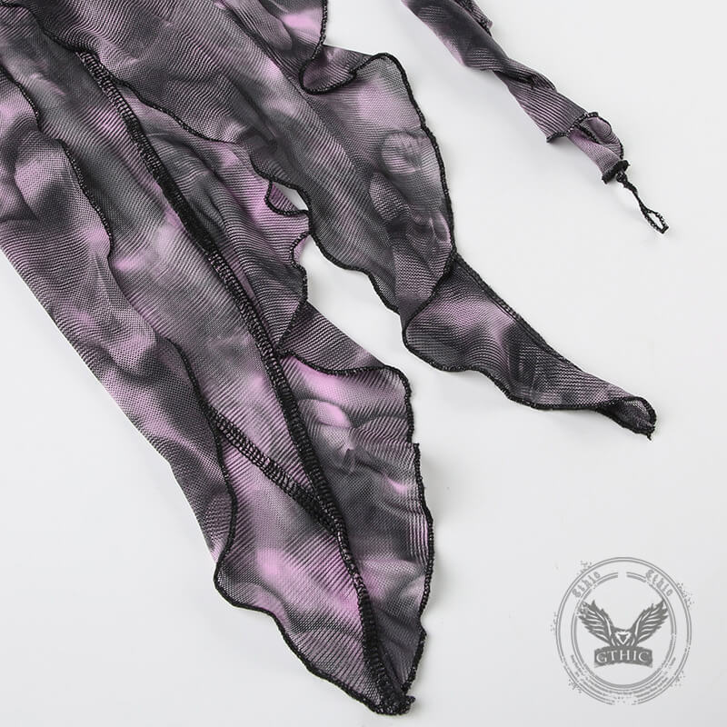 Tie-dye Butterfly Rose Irregular Ruffle Camisole