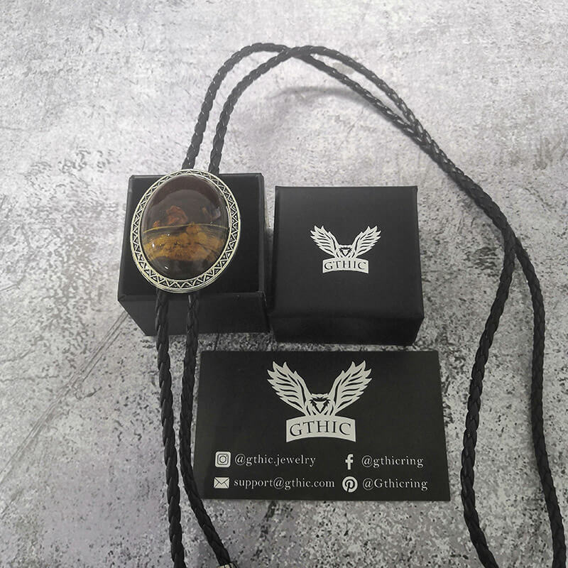 Tiger Eye Stone Western Cowboy Bolo Tie