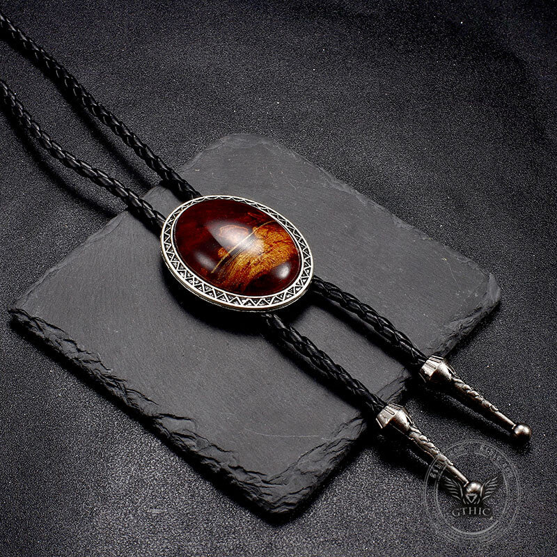 Tiger Eye Stone Western Cowboy Bolo Tie | Gthic.com