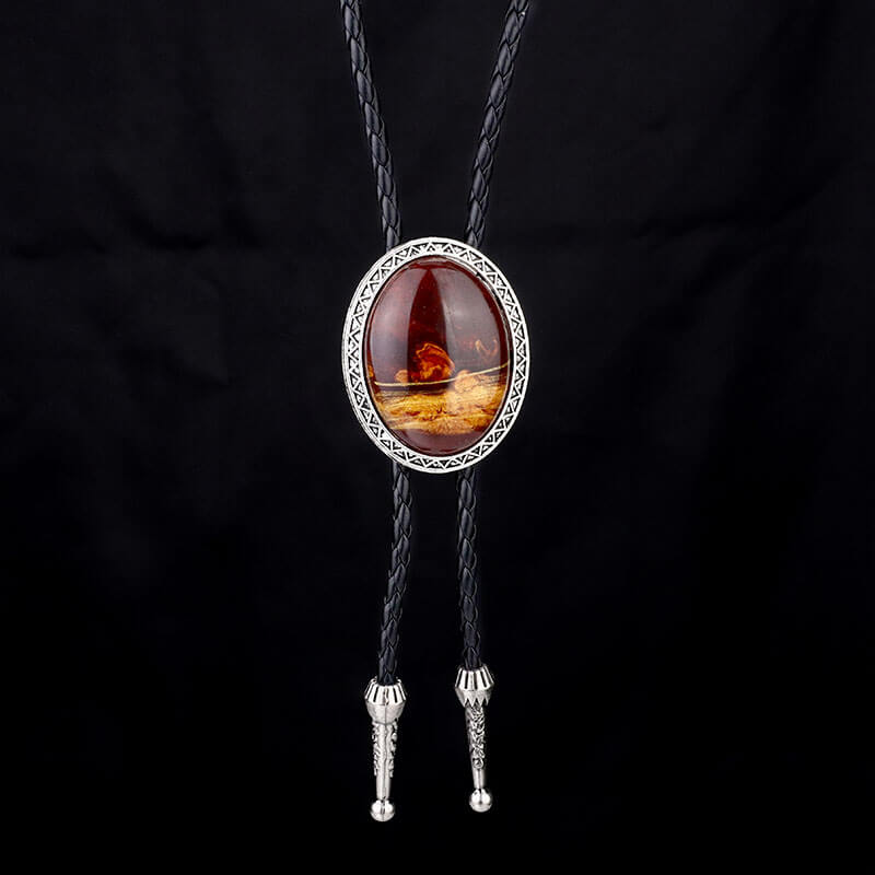 Tiger Eye Stone Western Cowboy Bolo Tie | Gthic.com