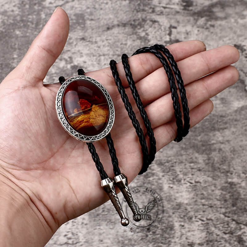 Tiger Eye Stone Western Cowboy Bolo Tie