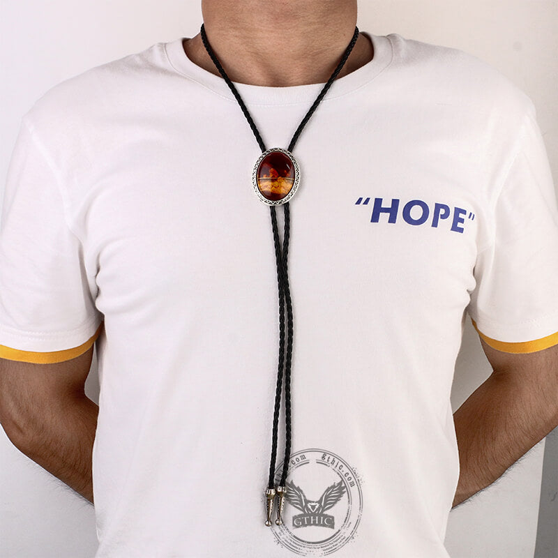 Tiger Eye Stone Western Cowboy Bolo Tie