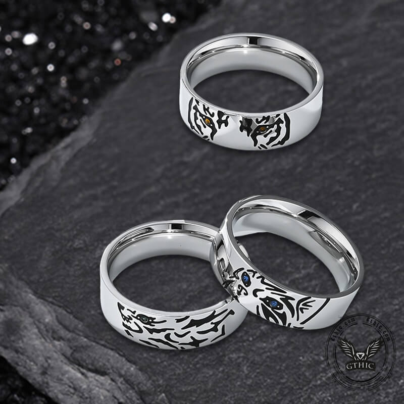 Tiger Wolf Cat Stainless Steel Animal Ring