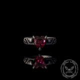 Till Death Do Us Part Heart Gem Sterling Silver Skull Ring | Gthic.com