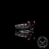 Till Death Do Us Part Heart Gem Sterling Silver Skull Ring
