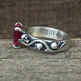Till Death Do Us Part Heart Gem Sterling Silver Skull Ring