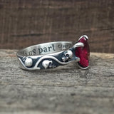 Till Death Do Us Part Heart Gem Sterling Silver Skull Ring