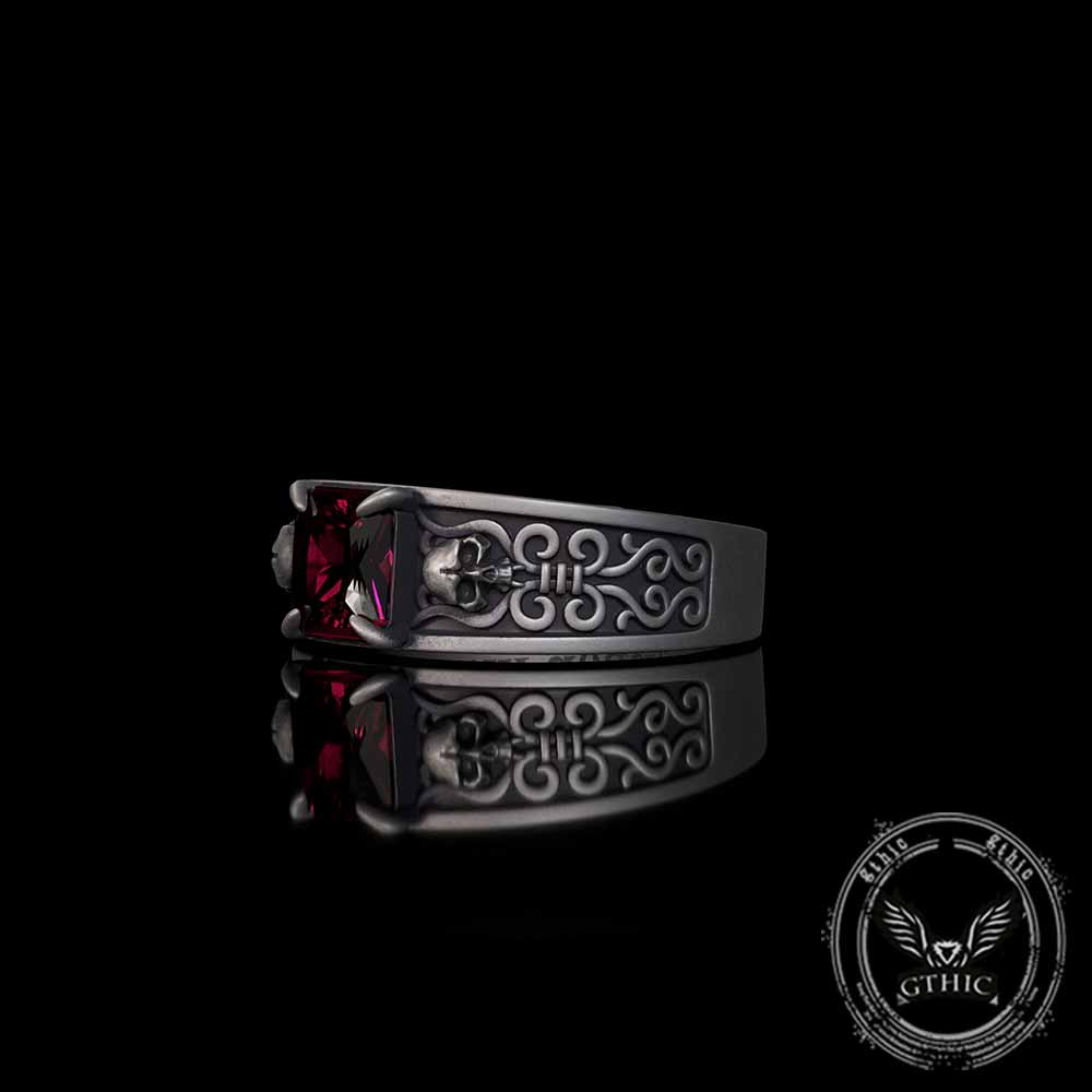 Till Death Do Us Part Skull Gem-Set Sterling Silver Ring