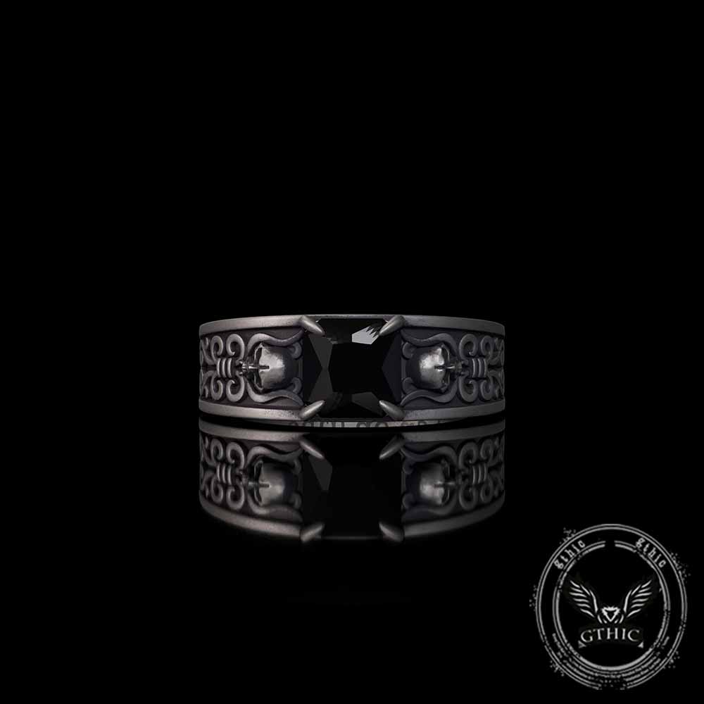 Till Death Do Us Part Skull Gem-Set Sterling Silver Ring