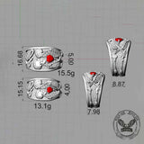 Till Death Do Us Part Skull Gem Sterling Silver Couple Ring