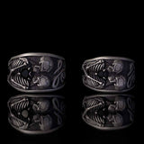 Till Death Do Us Part Skull Gem Sterling Silver Couple Ring | Gthic.com