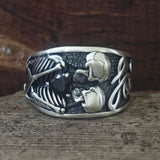 Till Death Do Us Part Skull Gem Sterling Silver Couple Ring