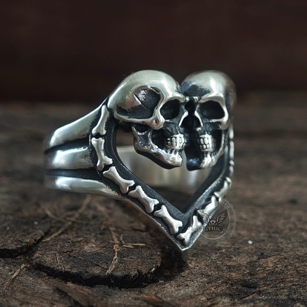 Till Death Do Us Part Skull Heart Sterling Silver Ring