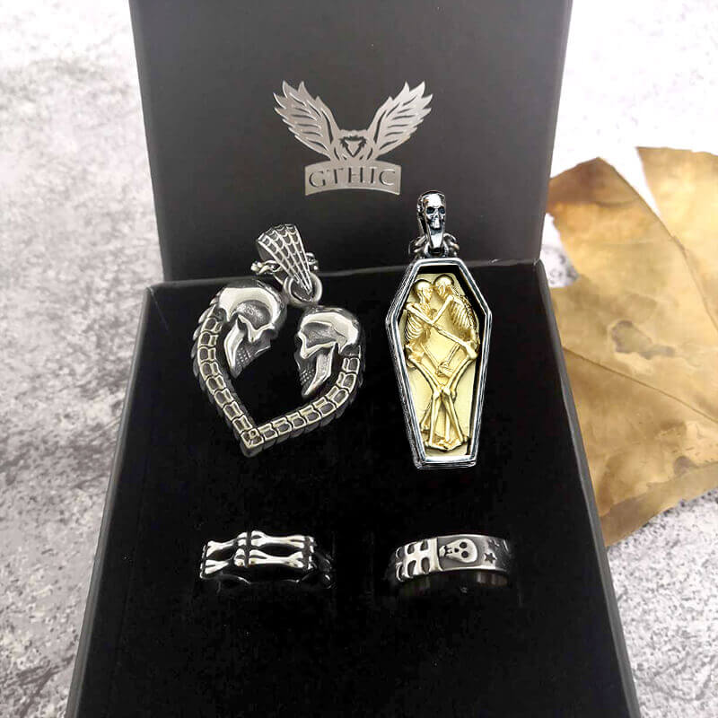 Set di gioielli con teschio finché morte non ci separi