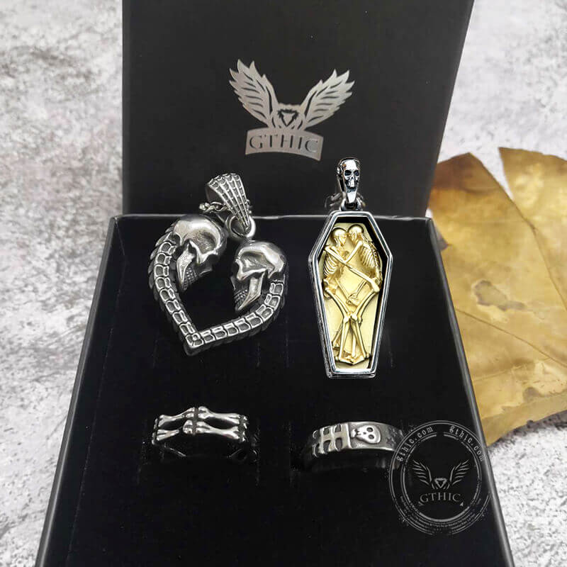 Set di gioielli con teschio finché morte non ci separi