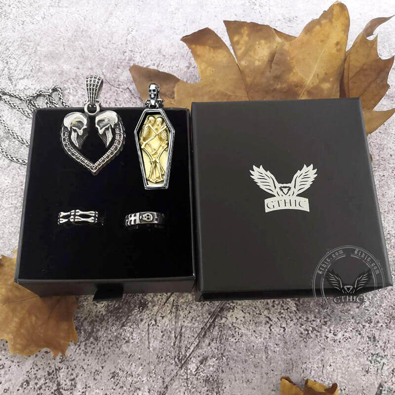 Set di gioielli con teschio finché morte non ci separi