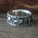 Till Death Do Us Part Skull Rose Sterling Silver Ring | Gthic.com