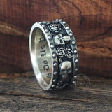 Till Death Do Us Part Skull Rose Sterling Silver Ring