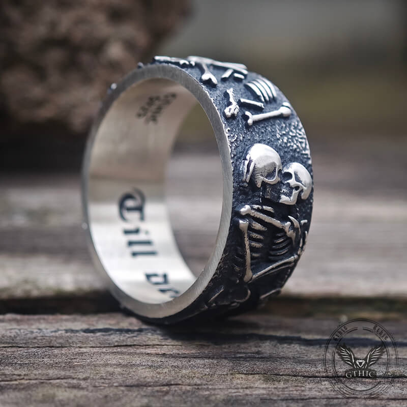 Till Death Do Us Part Sterling Silver Couple Ring |Gthic.com