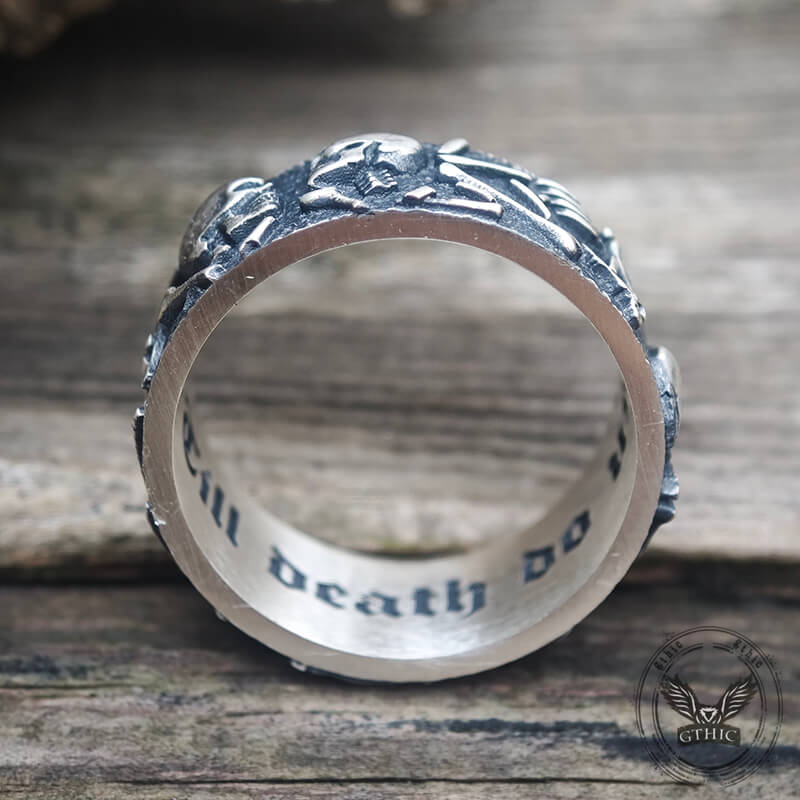 Till Death Do Us Part Sterling Silver Couple Ring |Gthic.com