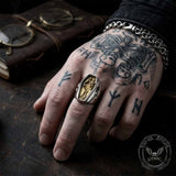 Till Death Skull Coffin Cross Stainless Steel Ring | Gthic.com