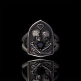 Till Death To Us Part Sterling Silver Heart Gem Couple Ring