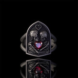 Till Death To Us Part Sterling Silver Heart Gem Couple Ring